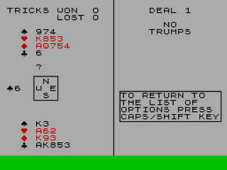 Bridge Master Expert screenshot 1 for ZX Spectrum